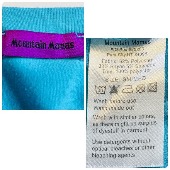 Mountain Mamas Aqua Long Sleeve Knit Peplum Chiffon Essential Tunic Top S/M - Picture 7 of 8